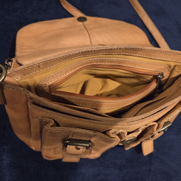 Genuine Leather Tan Leather Crossbody Bag - Picture 6 of 9